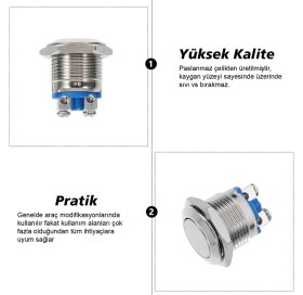 Resim Ayt Powermaster IC-182 D98 Buton Metal Düz Push 19 mm PBS28B-2 