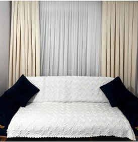 Resim Mza Sakallı Jakar Koltuk Örtüsü Kayma Yapmaz Beyaz 