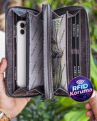 Resim Garbalia Orleans Vintage Deri Gri Telefon Bölmeli El Çantası Cüzdan Kartlık 