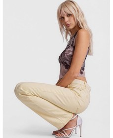 Resim Bluew White Kadın Ekru Straight Fit Pamuk Jean Pantolon 24 