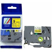 Resim Photo Print Brother P-Touch TZE-FX621 Muadil Sarı Esnek Etiket Siyah (9mm x 8m) 