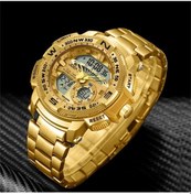 Resim Sunshine022 Altın Renk Çelik Bileklik Glod Sku Alarm Kronometre Işıklı Analog Dijital Spor Saati Diğer 