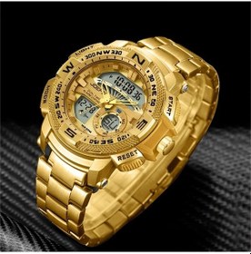 Resim Sunshine022 Altın Renk Çelik Bileklik Glod Sku Alarm Kronometre Işıklı Analog Dijital Spor Saati Diğer 