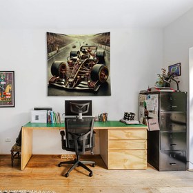 Resim Steampunk Formula 1 Car Duvar Örtüsü - 135 cm x 135 cm 