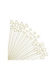 Resim 30 Adet Altın Çiçek Kartlık Çubukları, Üçgen, Kalp, Yıldız 