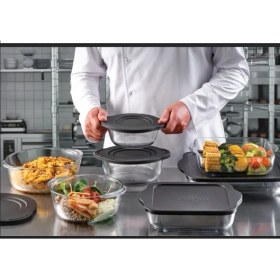 Resim Paşabahçe Kapaklı Borcam Seti - 5 Parça Borcam Çeyiz Seti Kapaklı Saklama Seti Gri 