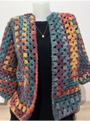 Resim El Örgüsü Kadın Hırka Çok Renkli 