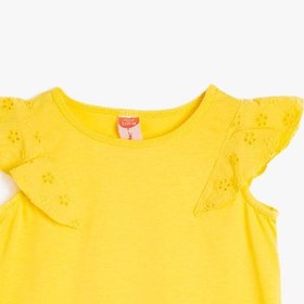 Resim Kız Bebek Bisiklet Yaka Kısa Kollu Fırfır Detaylı Atlet 