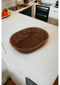 Resim Hasır Rattan Ekmeklik Ekmek Sepeti Oval 
