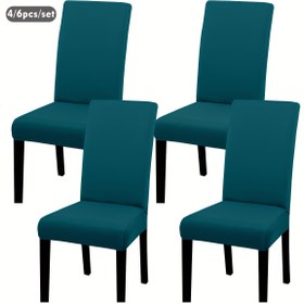 Resim 4'lü veya 6'lı Set Modern Esnek Sandalye Kılıfları - Yumuşak, Gerilebilir Sıkı İlk Fit Kaydırmaz Oturma Koruyucular Türkuaz/Siyah/Gri/Beyaz/Lacivert Daha Çok Renk, Çamaşır Makinesinde Yıkanabilir Mutfak, Ofis, Öğrenci Evi için Uygun Yuvarlak/Dikdörtgen Sandalyelerle Bir Parça Elastik Bant Kapatmalı, Şehriyer Salonlarına Ev Dekorasyona uygundur, Çeşitli renklerde mevcut, Mobilya Kılıfları,Yemek Masası Koltuk Örtüsü,Koltuk Minderi Kılıfları 