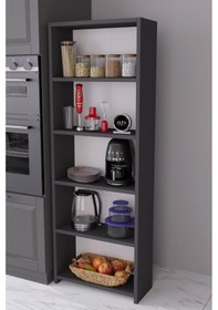 Resim 5 Raflı Mutfak Rafı 150 Cm Kiler Rafı, Kahve Köşesi Organizer Ve Çok Amaçlı Raf,mutfak Dolabı Antrasit 