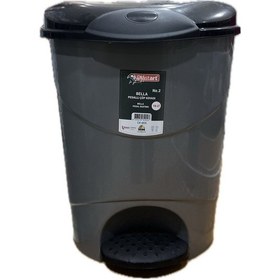 Resim 19 Litre Pedallı Plastik Çöp Kovası Gri - Siyah 