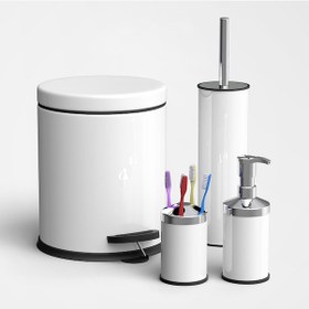 Resim Sas 4'Lü Banyo Seti Çöp Kovası Wc Fırçası Sabunluk Diş Fırçalık 