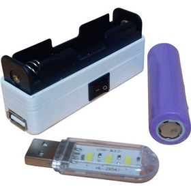 Resim Mini Powerbank Tek Hücreli 18650 Li-ıon 3.7v Pil Type-c İle Şarj Ve Mini Usb Led Lamba 