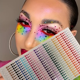 Resim 900 adet Parıldayan 3D Makyaj Elmas Stickerları - DIY Yüz & Göz Dekoru için Renkli İnci Taşlar, Müzik Festivalleri için Mükemmel 