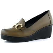 Resim Erkan Saçmacı Hayley Kahverengi Hakiki Deri Tokalı Yuvarlak Burun Dolgu Topuklu Günlük Ayakkabı Kahverengi 