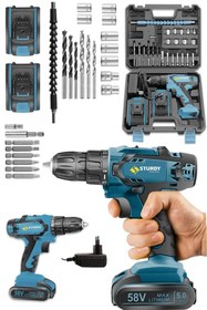 Resim Sturdy K-24 Serİ Metal Şanzıman Çift Akülü Şarjlı Matkap HEDİYELİ 24 Parça Akülü Vidalama Set 