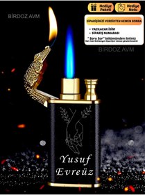 Resim birdoz avm Kişiye Özel İsimli Sevgililer Günü Tasarım Sevgiliye Hediye Timsah Başlıklı Çift Ateşli Çakmak 