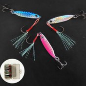 Resim 5 adet Metal Jig Lure Set - Bionic Hard Bait üçlü saç tokası ile, uzun mesafe atma kaşık balıkçılık lürleri farklı renklerde (Mavi, Pembe, Mor, Turuncu, Kırmızı) ile taze su ve tuzlu su balıkçılığı için güvenli depolama kutusu ile balıkçılık aletleri Bo 