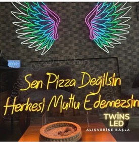 Resim Sen Pizza Değilsin Herkesi Mutlu Edemezsin Yazılı Neon Tabela Turuncu 