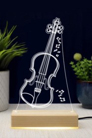 Resim DEKORANLA Keman Temalı 3D LED Lamba, Şık ve Modern Dekor Parçası 