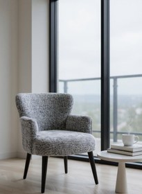 Resim Azra Mobilya Modern Kırçıllı Gri Teddy Kumaş Rahat Berjer Tekli Koltuk – Yumuşak Dokulu, Ahşap Ayaklı 