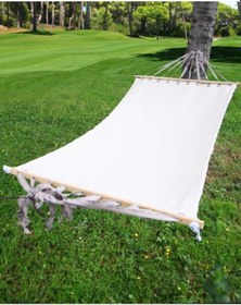 Resim Ipekhamak Keyif Pamuk Kumaş Hamak Tek Kişilik 200 Kg Taşıma Kapasite Beyaz 