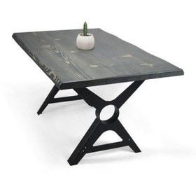 Resim Mobenta Doğal Ağaç Masif Kütük Masa Yemek Masası 75cm X 115cm 