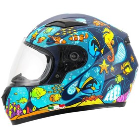 Resim Sway 815K Full Face Şeffaf Vizör Çocuk Motosiklet Kaskı L Beden Ocean Black Blue 