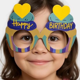 Resim Mena Rise Cupcake Temalı Doğum Günü Renkli Karton Happy Birthday Gözlüğü 6 Adet - Lisinya 