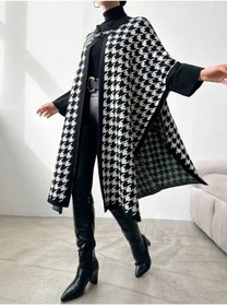 Resim 02Lady Fashion kadın kaz ayağı desenli panço 