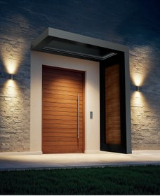 Resim KORRAIN VIELA WOOD- AHŞAP TASARIMLI ALÜMİNYUM KAPI ÜSTÜ SUNDURMA-SAĞ-200 CM 