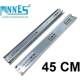 Resim Minnes 45 cm Tam Açılım Teleskopik Mobilya Çekmece Rayı 36 Mm Gri 