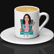 Resim Dersleri Sevilen Kadın Öğretmen Karikatürlü Kahve Fincanı 
