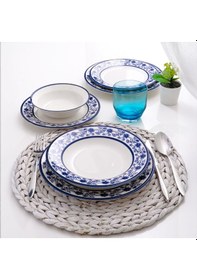Resim Güral Porselen Yonca 24 Parça Yemek Takımı Koyu Mavi 4832 