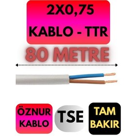 Resim Öznur 2x0,75 Ttr Kablo Metre Seçenekli Beyaz - 80 Metre 