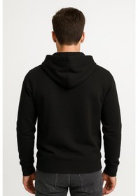 Resim Axxel Erkek Siyah 2 İplik Fermuarlı Kapüşonlu Sweatshirt-w1084 Siyah 