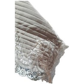 Resim Yatak Örtüsü Zümrüt Çift Kişilik Dantelli Krem %80 Pamuk El Yapım Açık Kahverengi 