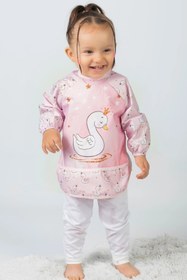 Resim DYZSTAR Kuğu Desenli Uzun Kollu Sıvı Geçirmez Bebek Mama ve Aktivite Önlüğü 6-24 Ay - Cepli, Leke Tutmaz, Ayarlanabilir 