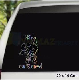 Resim Çocuk Arabada Bebek Var Araba Hologram Cam Oto Sticker Etiket 