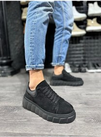 Resim Knack Yüksek Taban Günlük Süet Ayakkabı 144 Siyah Siyah Taban 001 