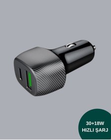 Resim Kompakt Tasarımlı Type-c + Usb Girişli Araç Şarj Başlığı 42280401 