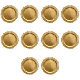 Resim Dayanıklı Mika Plastik Tabak - Tek Kullanımlık, Şık Ve Hijyenik Sunum - Altın - 6 Adetlik 10 Paket 