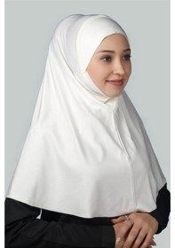 Resim Altobeh Hazır Türban Peçeli Pratik Eşarp Tesettür Nikaplı Hijab - Namaz Örtüsü Sufle (XL) - Ekru 