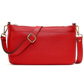 Resim Women's Red Long Strap Leather Shoulder Bag 