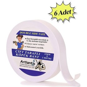 Resim Çift Taraflı Bant Köpük Bant 19mm x 2mt 6 Adet Çerçeve Tablo Halı Yapıştırma Bandı İç Ve Dış Mekan Süper Güçlü Köpük Bant 