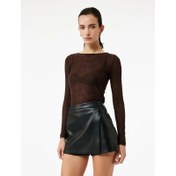 Resim Koton Slim Fit Suni Deri Kadın Mini Şort Etek 6WAK70012EW (6WAK70012EW) 