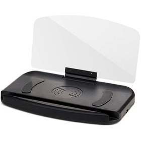 Resim Jeehugo Siyah Kablosuz Şarjlı Oto Telefon Tutucu - Hud Navigasyon Gösterici, 180 Açı Ayarlı, Anti-skayma, Transparan Ekran 