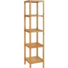 Resim Gudy Wood Masif Ahşap Banyo Dolabı 5 Raf Havluluk 140CM x 35 cm x 35 cm 