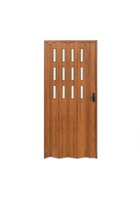 Resim Faran Dekorasyon 115 x 230 Ceviz Renk Camlı Pvc Akordiyon Katlanır Kapı - FRNAKMODEL-145 